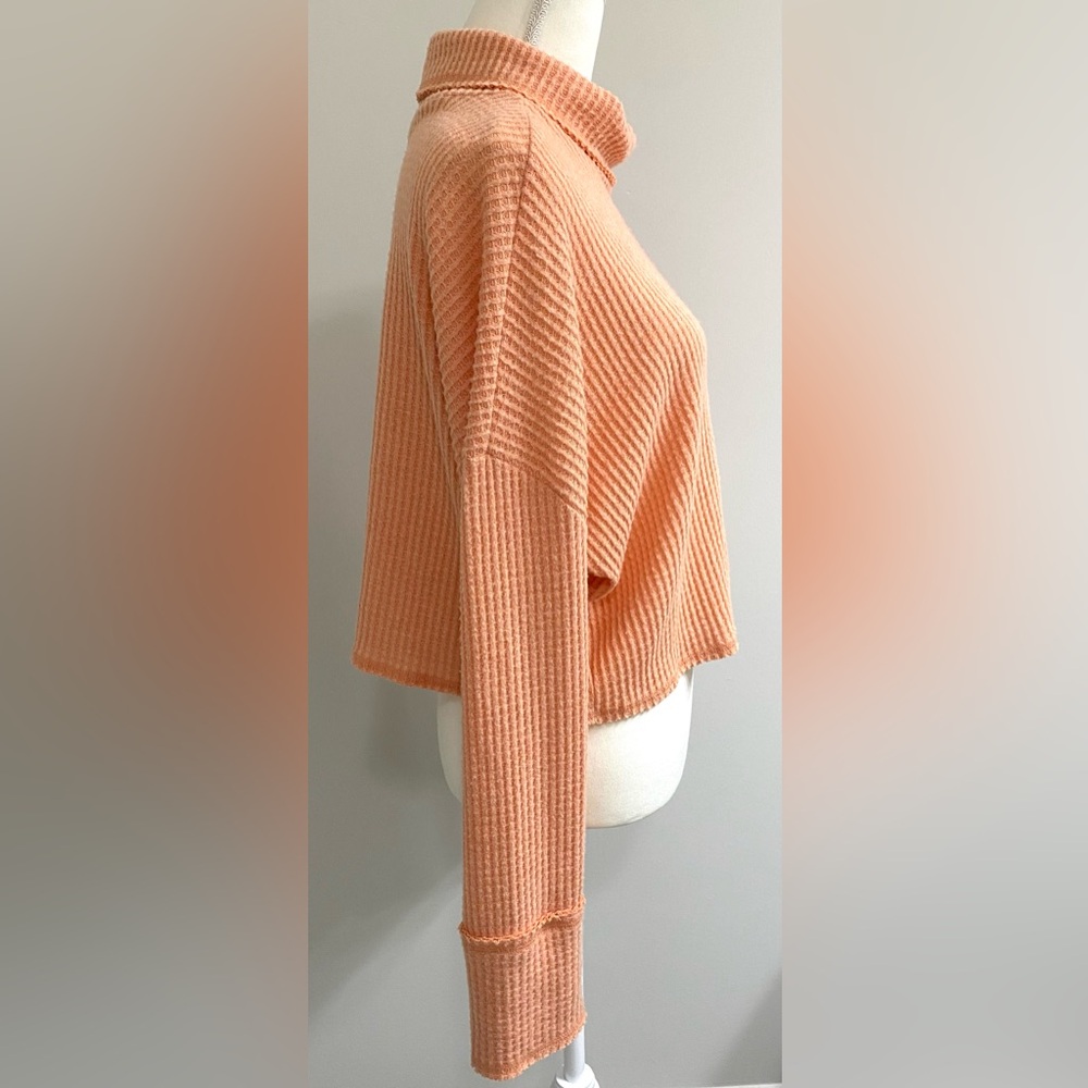 Wild Fable Womens XL Solid Orange Waffle Knit Crop Top Boho Y2K Streetwear - Picture 7 of 15